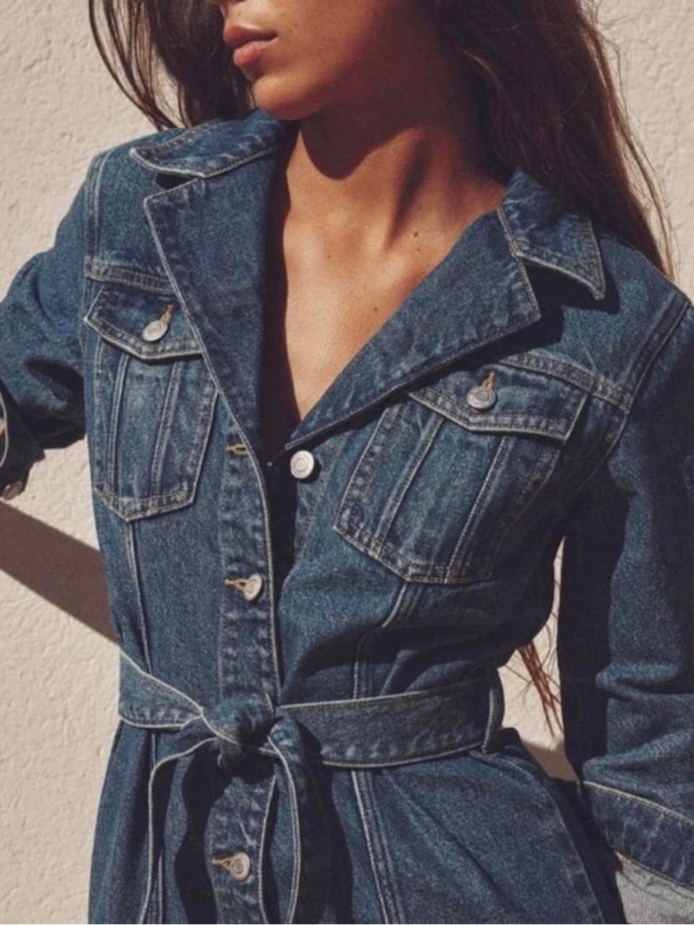 NWT Zara Denim Dress With Pockets Faded Blue - Picture 5 of 11